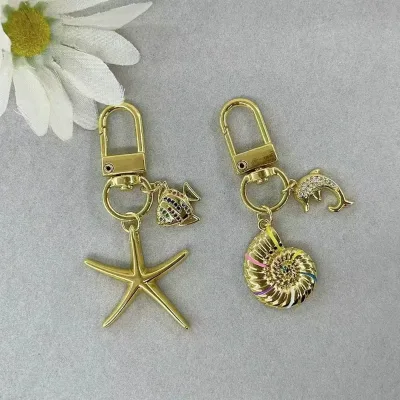 18K Gold Plated Charms Jewelry Making Accessories Starfish Butterfly Pendant Charms for Keychain