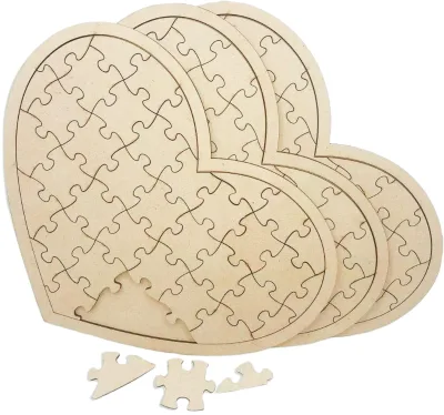 Blank Wooden Heart Shaped Jigsaw Puzzle 11.2x8.4 Inch Unfinished Wooden Puzzle Board Wooden Heart Shaped Canvas for DIY