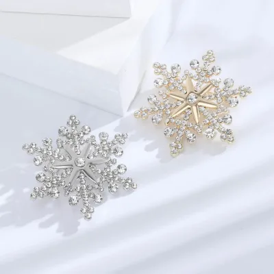 women rhinestone snowflake brooch, trendy Korean style accessories pins jewelry