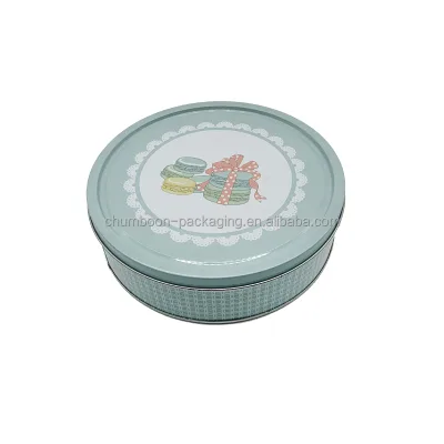 Round Empty Metal Tin Can Custom Printed Round Tin Box for Macaron Cookie Chocolate Candy Storage Packaging