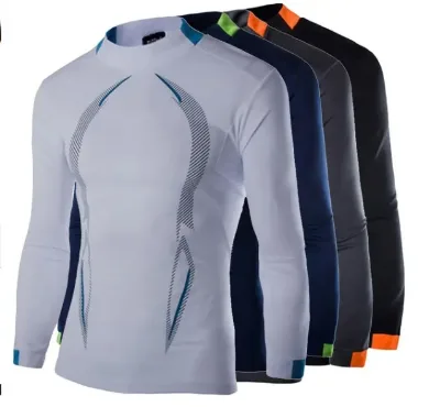 Custom Logo T-Shirt Compression Sports Bodybuilding Mens Gym Wear Fitness Activewear Shirt Long Sleeve T Shirt