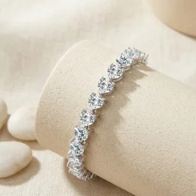 Luxury Sparkle 925 Sterling Silver Dinner Party Fine Jewelry Women Vvs1 6.5mm 1ct love Heart Cut Full Moissanite Tennis Bracelet