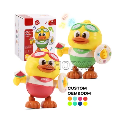 Zhorya Electric Dancing Music Cute Duck Toy Swing Light Music Toys for Children