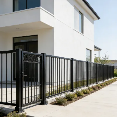 Wholesale Metal Double Picket Fence Rustproof Black Powder Coated Galvanized Steel Tubular Balustrade Metal Windbreak Fence