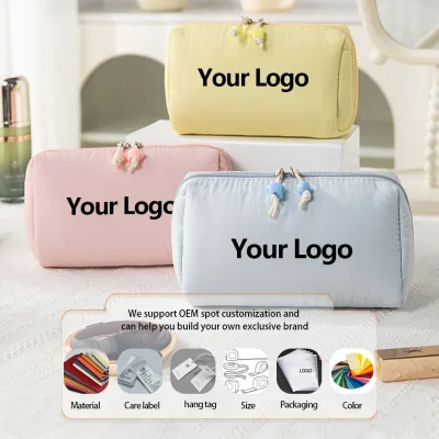 A Portable, Waterproof and Durable Travel Makeup Bag with Customizable Logos, Made of Soft and Eco-friendly Nylon