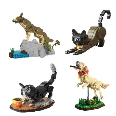 Xbert 2025 New Cat Dog Animal Model Creative Series 1:24 Scale Plastic Building Blocks Set for Ages 14+ DIY MOC Assembly Toy