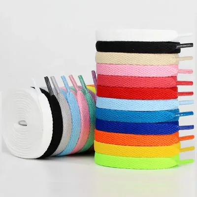 Wholesale 10mm Wide Polyester Flat Shoe Lace Fashion Colors Low MOQ Stylish Shoelaces