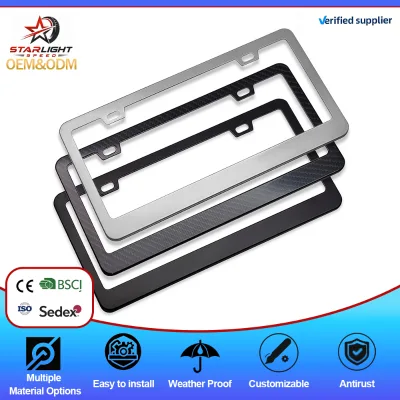 Stainless Steel Custom Logo Blank License Plate Frame Metal Car Number Plate Bracket Wholesale