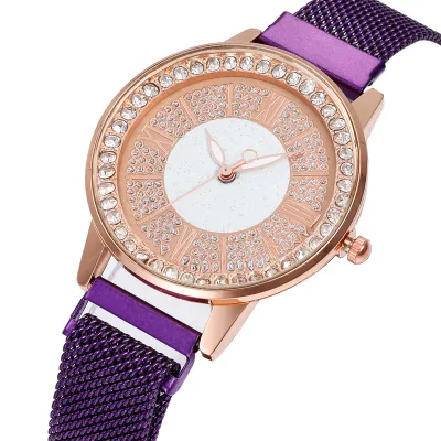 Fashion Magnet Watch for Women Luxury Ladies Wrist Quartz Female Watches Round Clock Crystal Watch Party Dress Gifts