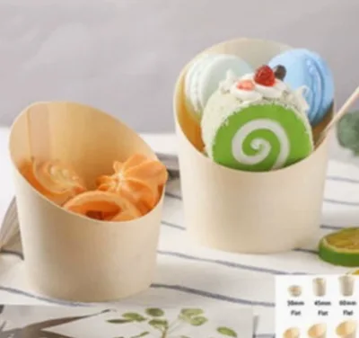 Disposable Eco-Friendly Recycled Natural Wooden Snack Dessert Cup for Tableware Party Camping Picnic