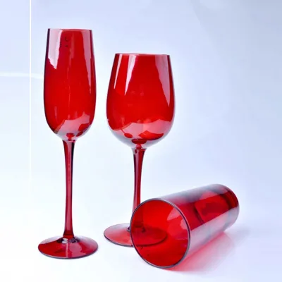 SNW Customizable Colors Wedding Decoration Glass Cup Drinking Reusable Solid Color Glass Wine Cup