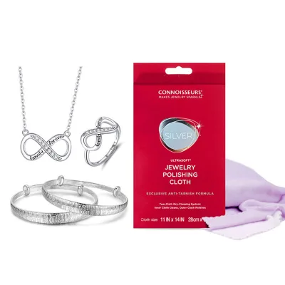 Connoisseurs Silver Jewellery Cleaning Colth Ultrasoft Cotton Microfiber Sterling Silver Jewelry Polishing Cloth for Jewelry