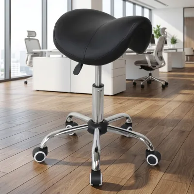 Height Adjustable Swivel Saddle Stool Ergonomic Rolling Chair for Beauty Spa Home Bar Hotel Living Room