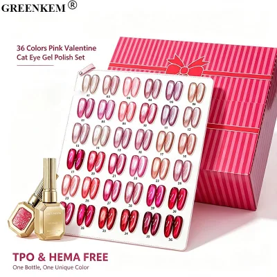 36 Colors Peach Nude Pink Cat Eye Nail Gel Polish Valentine's Day Nude Pearl Glass Magnetic Cat Eye Gel Nail Polish Set