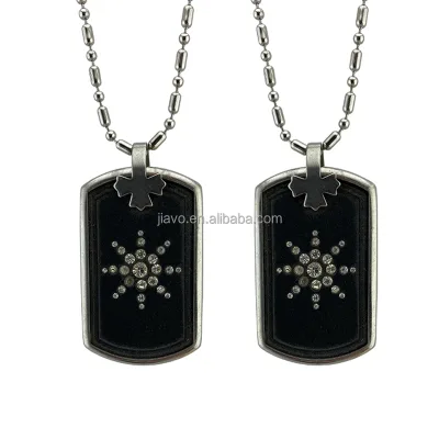 Volcanic Stone Energy Pendant with White Diamond Stainless Steel Protection Ring