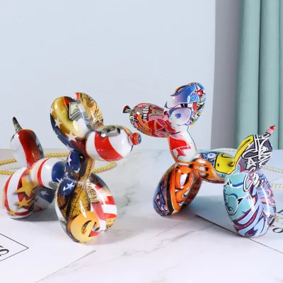 2024 New Creative Graffiti Painting Balloon Dog Animal Resin Handmade Living Room Entrance Desktop Decoration Ornaments
