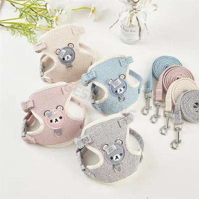 Hot Sale Pet Harness Small S Out Rope Cat Dog Chest Strap Vest Type Cartoon Bear Traction Rope Harness Dog Cat Collar