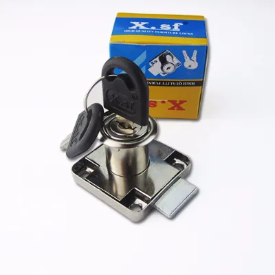 Nickel Plated Iron Furniture Lock 138-22 with Two Plastic Keys Modern Design for Hotel & Bedroom Use
