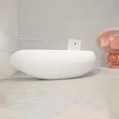 Modern Oval Shape White Reception Desk for School Gym Mall Use Glossy Finish Anti-Water & Anti-Scratch