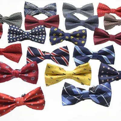 Men's Embroidered Adjustable Bowtie in Plain Dyed Design Polyester for Wedding or Business Gift R2240