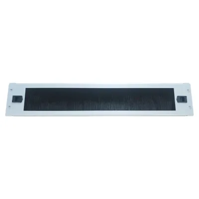 Tooless Snap-in 2U Brush Cable Entry Panel, White 19" Rack Blank Panel, Dustproof Cable Grommet for Network Cabinet