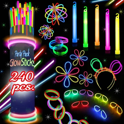 Novel and Funny Toys Families Party Kit Camping Activities for 240 PCS Glow Sticks Favors Kids and Adults Occupations Theme