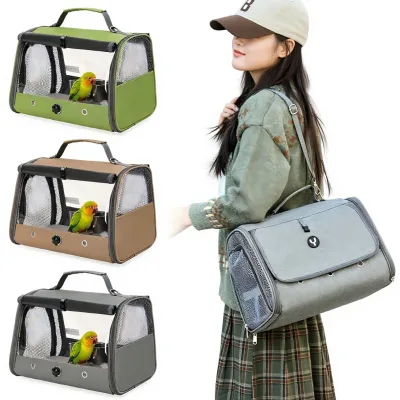Parrot Cage Lizard Small Pet Carrier Bag Outdoor Portable Nylon Bird Cage with Mesh Windows New Model Parrot-Specific