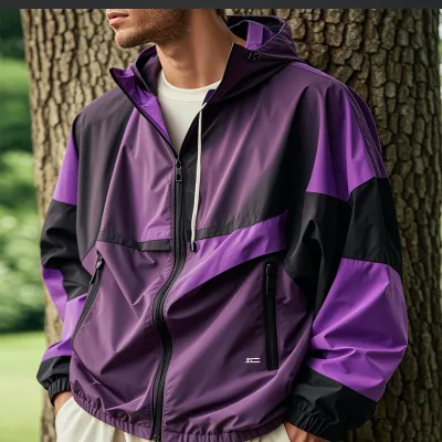 B2B Hot - recommended, Mens Outdoor Contrast - colored Hooded Windproof Jacket, Customizable Contrast Ratio