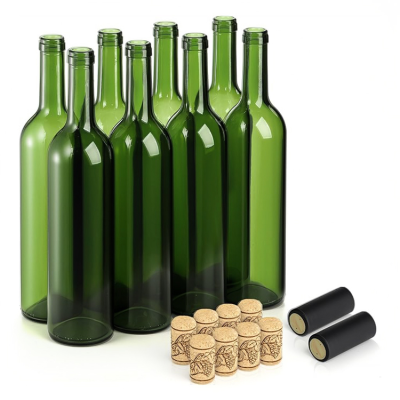 Wholesale 750ml Green Glass Wine Bottle Beverage Use Red Bordeaux Burgundy Red Wine Glass Bottle