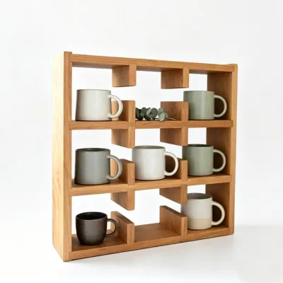 Hot Sales Wooden Wall Mounted Storage Shelf Solid Wood Display Shelf Wooden Wall Mounted Mug Rack