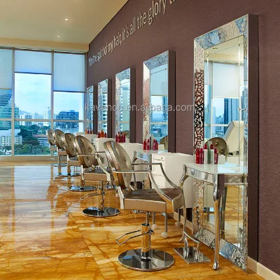 2023 Hot Sale Led Gold Silver Luxury Wall Mirror Station Used Total Station Barber Shop Seats