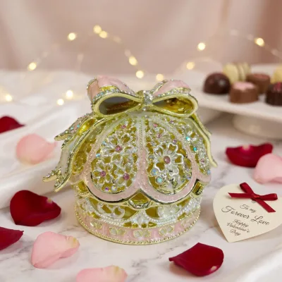 Valentine's Day Gift Bow Crown Jewelry Box Enamel Decorated Crown Gift Box Creative Birthday Gift