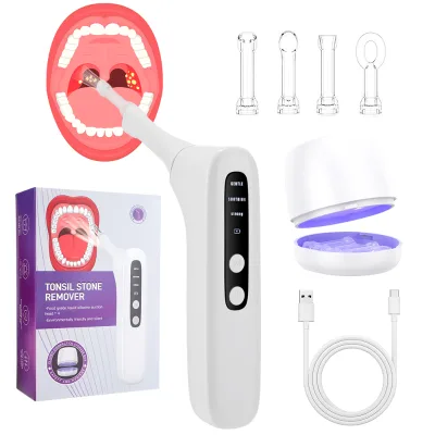 Portable Rechargeable Suction Vacuum Tonsil Stone Cleaner Kit Cordless Home Use Electric Tonsil Stone Remover
