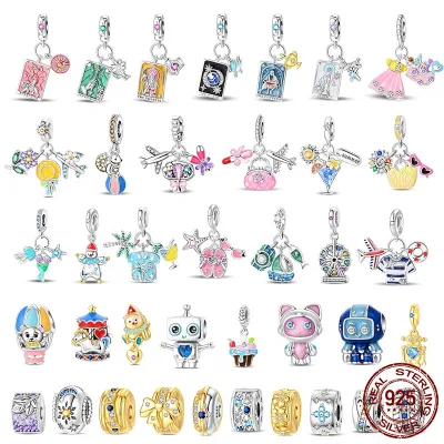 Hot Sale 925 Sterling Silver Zircon Heart Shape Shopping Everyday Detector Robot Beaded Fit Original Bracelet DIY Jewelry Making
