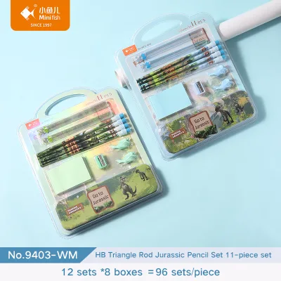 11Pcs Boys Dinosaur Stationery Set HB Pencils  Eraser Sharpener Ruler Children Back to School Gift Kit