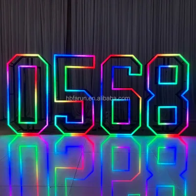 Factory Wholesale Custom RGB LED Hollow Iron Glowing Number Sign Light up Numeral Decor for Wedding Proposal Anniversary Events