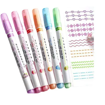 New Trend Journal Border Pattern Marker Pen Cartoon Heart Star Flower Designs Clean Line Output for Youth Handbook Layout