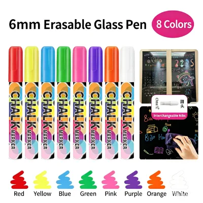 Factory Brightly Coloured Erasable Dust-free Whiteboard Oblique Brush Tip 8/12/24 Colors Liquid Chalk Marker Pen