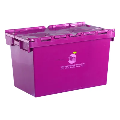 Support Customized Color and Logo Plastic Stackable Hinged Lid Storage Box for Wholesale