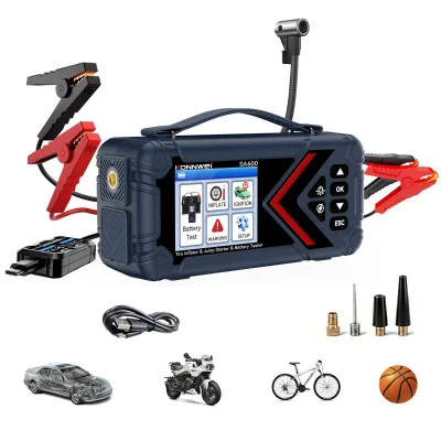 2026 New Arrival Konnwei SA600 Portable Car Starter with Air Compressor, Digital Display, Power Bank, Tire and Lighting Inflator