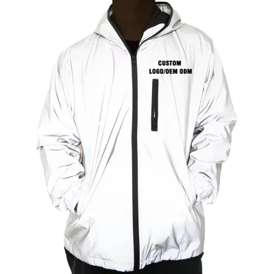 Custom Refl Hooded Windbrkr Wholesale Premium Run Pockts Fashion-Func Printed Logo for Sports Night Hi-Vis Durable Workwear