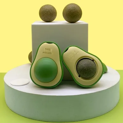 Influencer-style Avocado Catnip Ball-Fun Self-Entertaining Chew Toy Interactive Tooth Cleaning Plastic Fruit-Shaped Pet Teaser