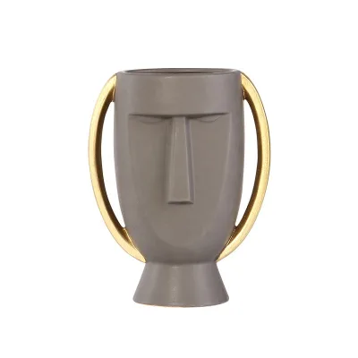 Ceramic Animal Face Avatar Binaural Glazed Vase Creative Living Room Flower Arrangement