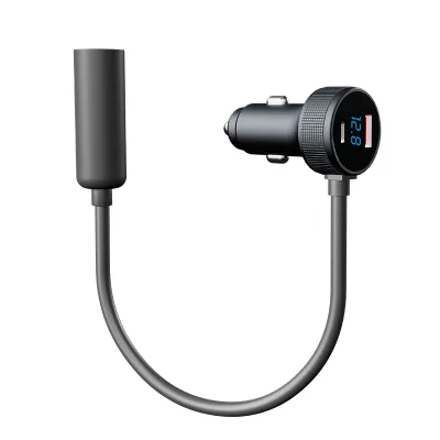 SZJIAHONG Digital Display Aluminum Alloy Car Power Extension Cord 54W Output QC3.0 5A Fast Charging Type-C Port Waterproof for