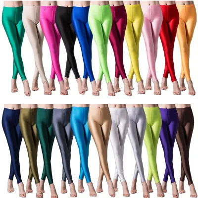FloralCharm Hot Selling Stretch Silk Women's Glossy Casual Solid Versatile Leggings Pants Women