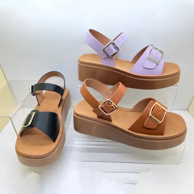 Womens Summer Flat Sandals with High Heel Wedges Breathable Platform Slippers with Insole in Upper Position