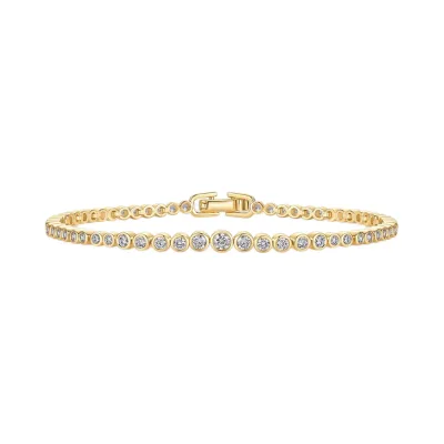 Women's Tennis Bracelet 14K-18K Gold Plated Simulated Diamonds Bezel Set Cubic Zirconia Stones Trillion for Tennis Bracelet