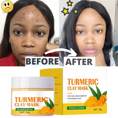Herbal Natural Turmeric Products Remove Spots Acne Reduce Blemish Skin Care Facial Mud Clay Mask