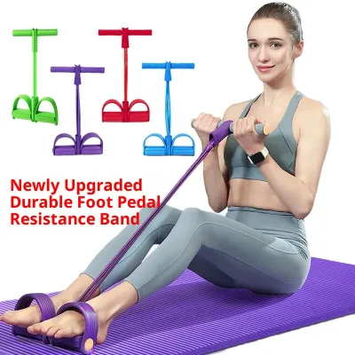 Lingxi Four-tube Elastic Material Foot Pedal Resistance Trainer Unisex Fitness Slimming Legs Strengthening Abdominal Rope