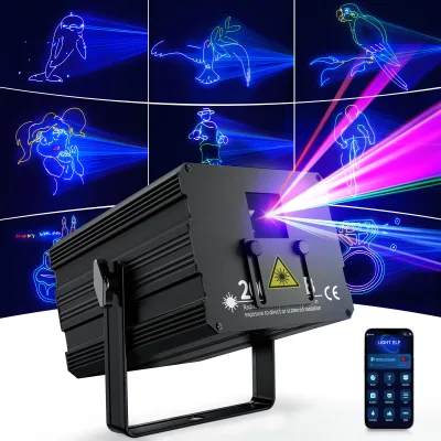 DJ Laser Light with App Control 3D Animation Party Lights DMX512 Sound Activated Remote Control Laser Light for Stage Clubs